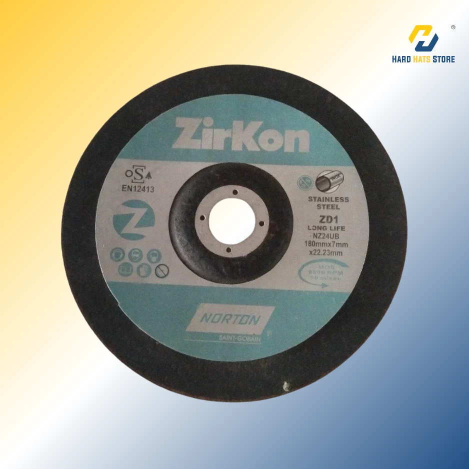 Norton Zirkon Long Life Fabrication Inox 27/A 180 x 7 x 22.23 Grinding Discs - ZD1